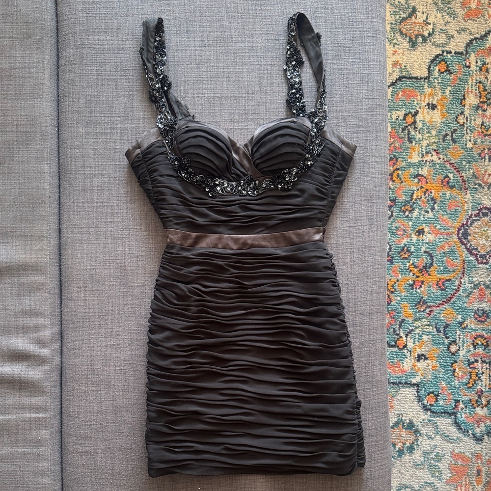 Faviana Black Sequin Mini Dress